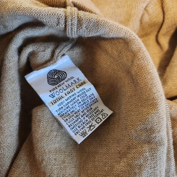 Talbots Tan Merino Wool Long Sleeve Cowl Neck Sweater Top S - Picture 9 of 9